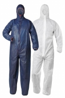 Overall polypropyleen luchtdoorlatend en ademend wit / blauw Stuks