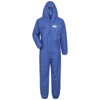 Overall antistatis polypr. partikel- en neveldicht wit/blauw Stuks