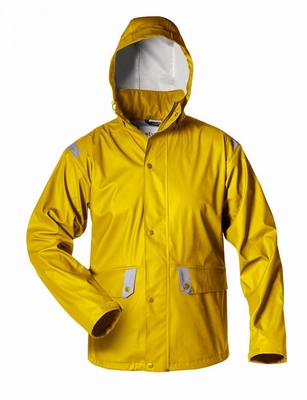 Regenjack Rockwick, capuchon in kraag stretch PU, reflex