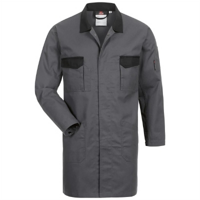 Stofmantel, werkjas, stofjas, grijs/zwart, UV-bescherming
