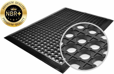ErgoSoft DrainFit NBRplus geperforeerde ergonomische werkplekmat | nat - oliën - spanen - lassen