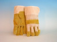 Rundsplitlederen handschoen met palmversterking, geel