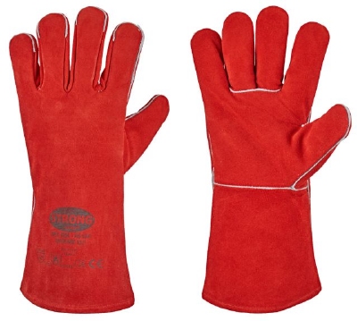 Lashandschoen van rood splitleder, Cat.2 RS 53 F Stronghand