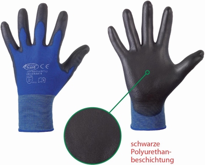 Stronghand Lintau, X-Light, 100% blue nylon, zwart PU coated