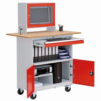 Computerkast  B&H werkplaats mobiel met 24" flatscreen kast met toetsenbordlade
