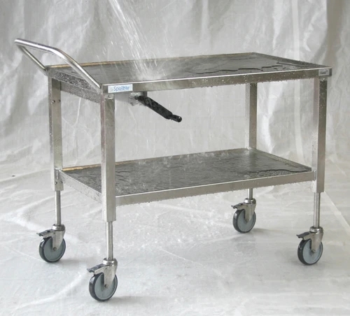 Ergo-Harald-Hand XLarge RVS heftafel-trolley met 2 vlakken