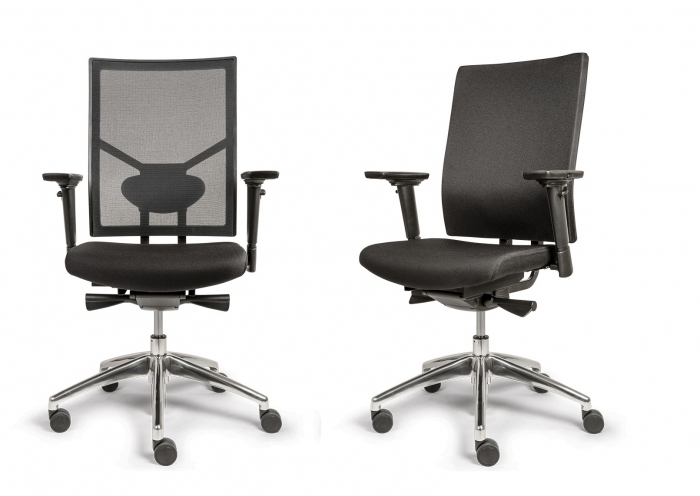 Ergo-Offisk-X1, verstelbare rug mesh of stof en lendensteun