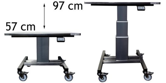 RVS / Inox Limbo - hoogteverstelbare verrijdbare heftafel