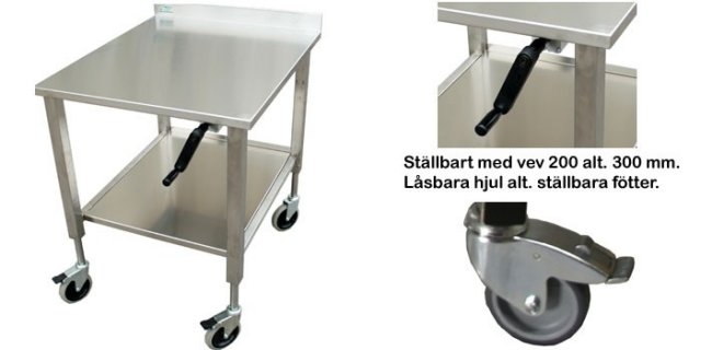 RVS Inox hoogte verstelbare werktafel -hydraulisch electr. - stuks