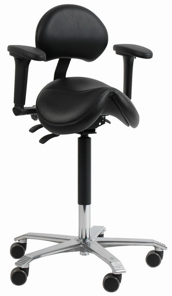 Zadelkruk Met Rugleuning – Ergonomische Kapperskruk, Kantelbaar, Hoogte Verstelbaar Van 45 Tot 58 Cm, Met Zwenkwielen